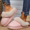 Fashion Plus Size Women Indoor Warm Fluffy Slippers Soft Faux Fur Thick Sole Lovers Winter Platform Shoes Female Male Home Floor Slipper