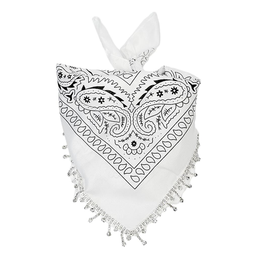 Fringed Rhinestones Bandanas Hiphop Neck Scarf Western Cowgirl Costume Headscarf Women Music Festival Headwrap Dress Up