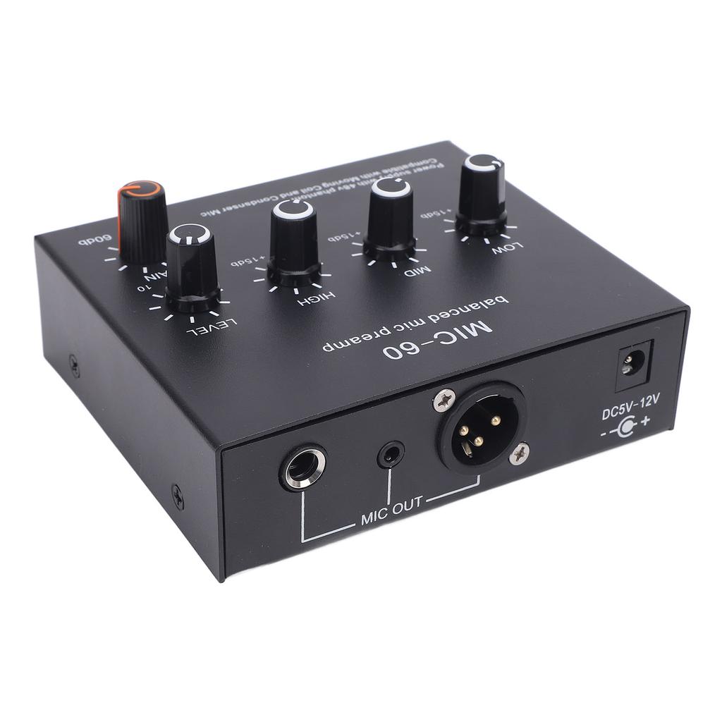 Microphone Preamp Enhance Sound Quality 48V Power XLR Output Dynamic and Condenser Mic Booster for Recording Studio