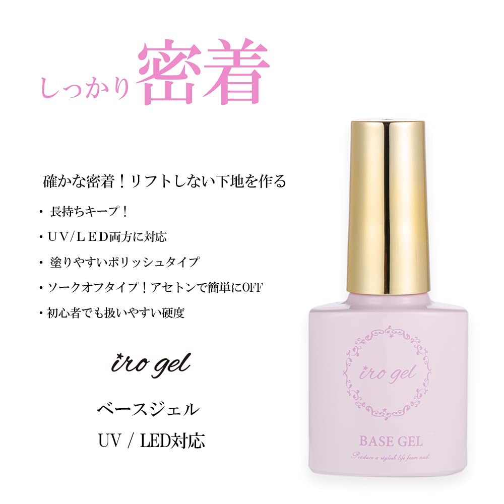 iro gel Gel Nail UV LED Compatible Base Coat Top Coat Set Wipe (Iro Gel) & [No Required]