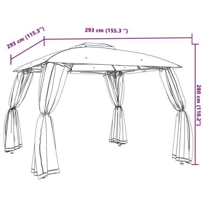 VidaXL Double Roof and Mesh Walls Gazebo Cream 2.93x2.93 M Steel, Garden Gazebo, Patio Gazebo, Pavilion, 368448