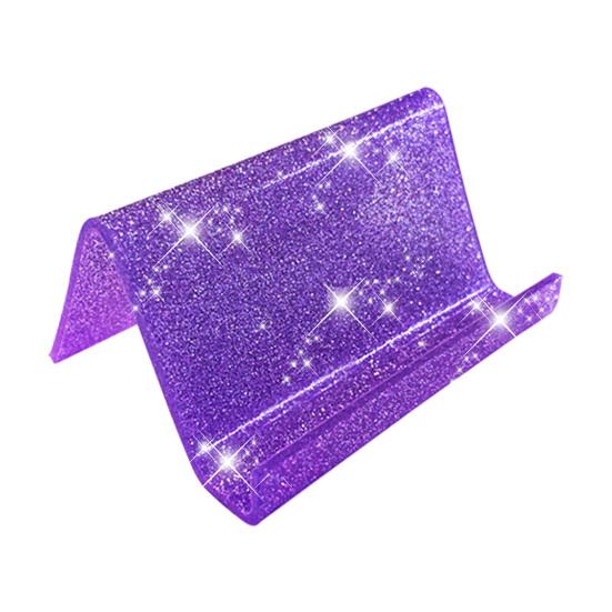 Acrylic Business Card Holder for Desk Sequin Glitter Desktop Name Card Organizer Stand for Home Office