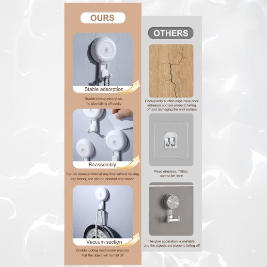 Towel Hanger Heavy Duty Suction Cup Shower Hook Strong Load-bearing Rotatable Easy To Install Kitchen Bathroom Wall Hook