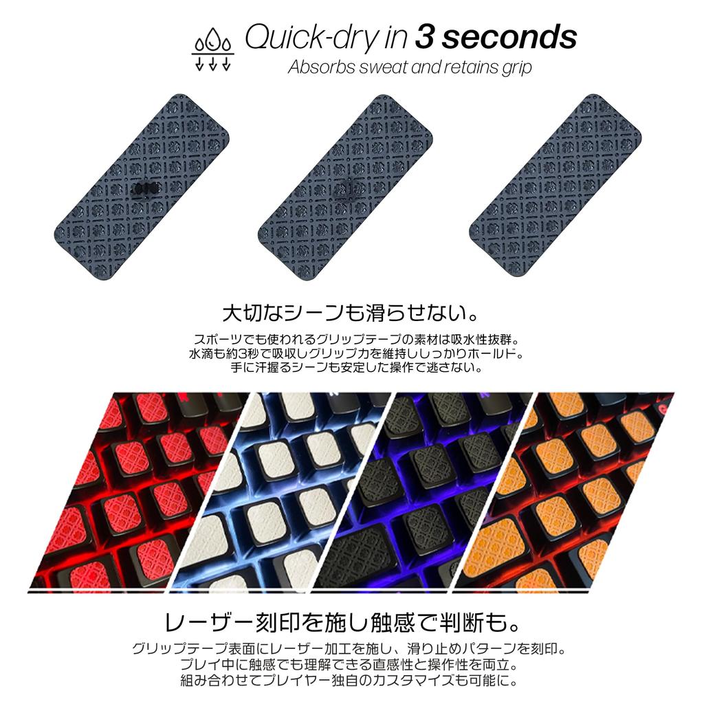 Gemswit CLUTCH Bande Adhésive Evo avec Coussinet pour Souris Gaming et avec Motif Laser Motif Antidérapant, 0.5mm Antidérapant Claviers, Absorbant, Antidérapant,