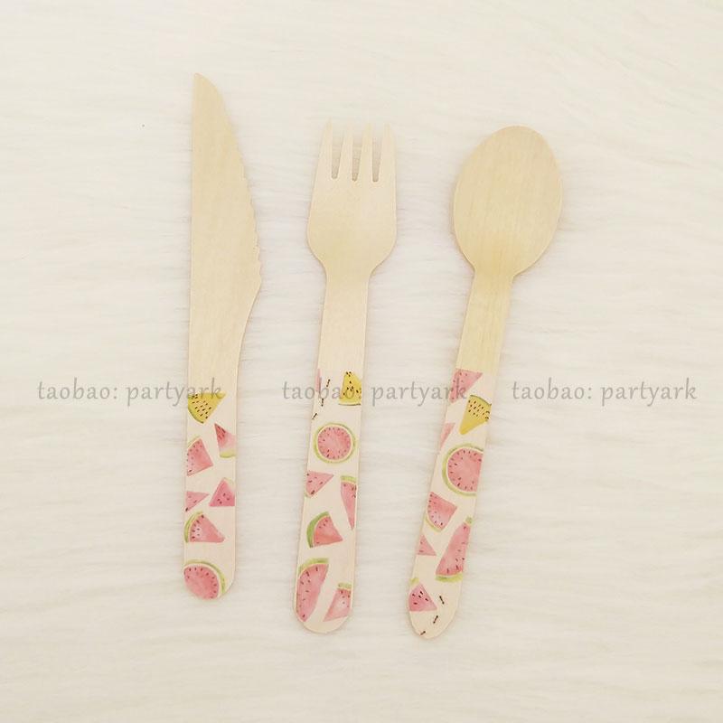 Fruit-Themed Disposable Picnic Set: Lemongrass, Strawberry, Watermelon, Pineapple Plates, Gold Foil Lace Party Plates, Cups & Napkins.