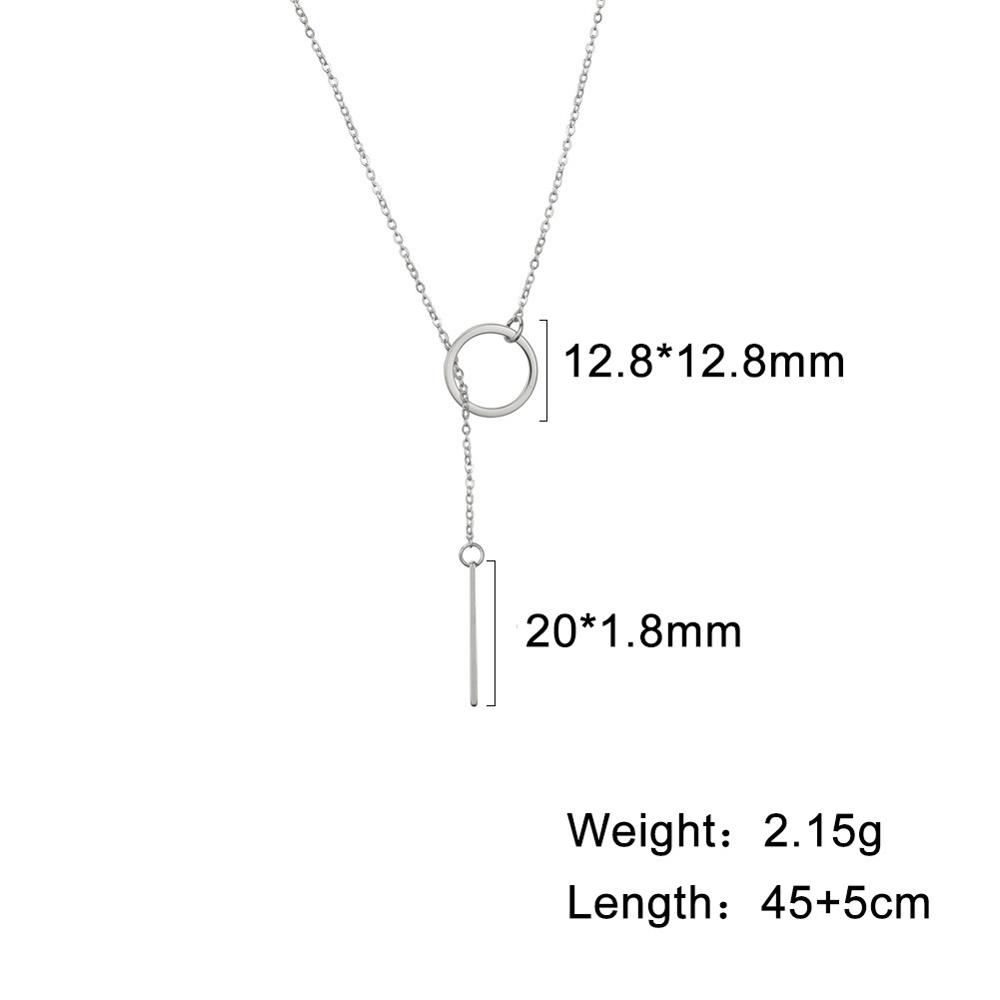 Cazador Geometric Circle Pendant Double Layer Necklace Stainless Steel Long Chain Necklaces for Women Birthday Gifts Jewelry