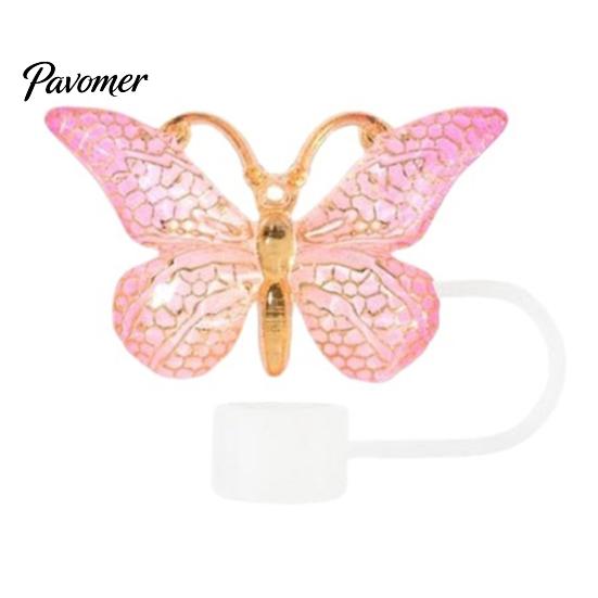 Cute Butterfly Straw Caps Silicone Toppers Covers for 10mm Straws, Dust-Proof Reusable Personalized Decorations Tumblers, Colorful Tips Accessories