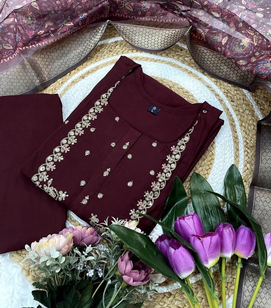 Women Designer Kurti Pant Dupatta Set Indian Bollywood Top Tunic Kurti Salwar Kameez Dress