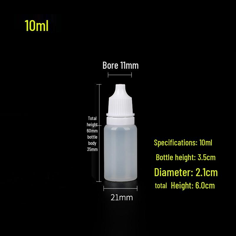 Imitace lahviček s očními kapkami - 5 ml, 10 ml, 30 ml, 50 ml lahvičky s kapátkem, malé PE plastové dávkovače pigmentů