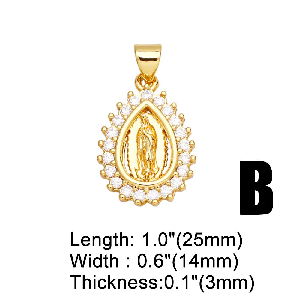 OCESRIO White Crystal Virgin Mary Pendant for Necklace Copper Gold Plated Heart Water Drop Amulet Jewelry Making Supply Pdtb067