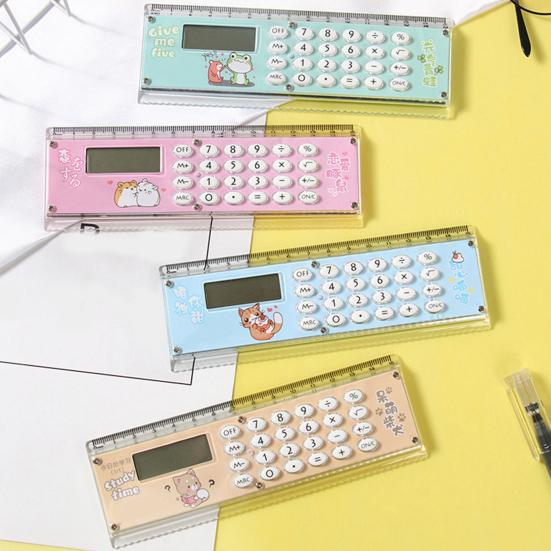 Ruler Calculator Multi-functional 2 In 1 15cm Scale 8 Digits Portable Battery Operated LCD Display Student Calculator Office Supplies