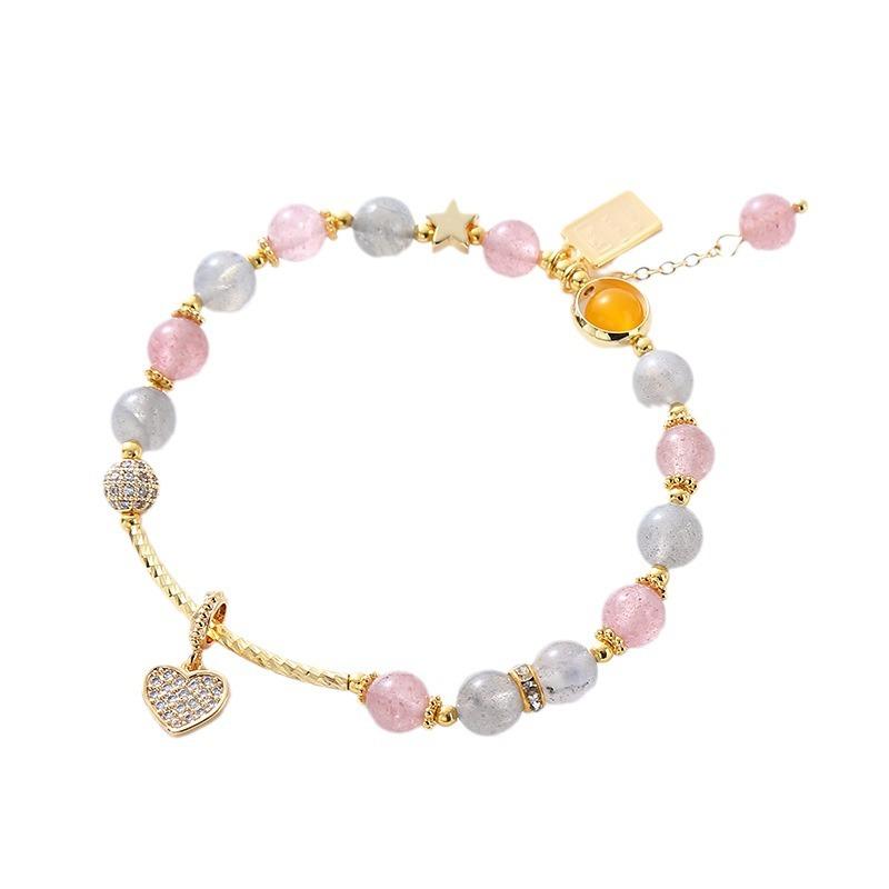 Natural Strawberry Crystal Bracelet Bangles Women Fashion Jewelry Accessories Gift