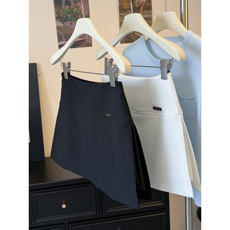 

Side Slit Temperament Skirt Female High Waist A- line Slimming Suit Skirt Fancy Summer New Arrival Minimalist Skirt Black L