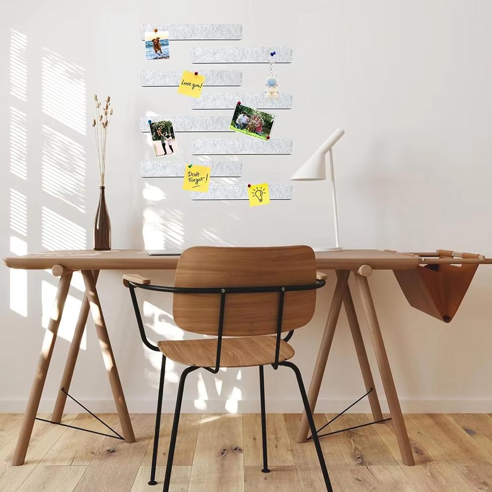 8Pcs Felt Pin Board Bar Strips Self-Adhesive Lightweight Bulletin Board Strips For Memo Schedule Photo Display Wall Decoration