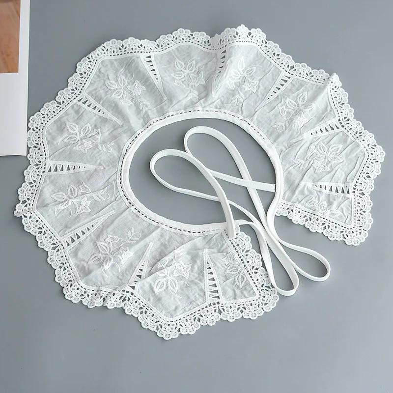 Korean Shirt Fake Collar Shawl Wraps for Womens Hollow Out Floral Lace Necklace False Collar Summer Dress Detachable Collar