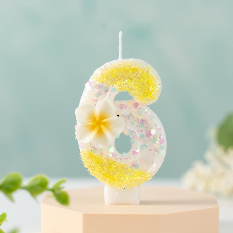 Creative Small Yellow Flower Numbers Birthday Candle Cake Party Decoration First Birthday Celebration