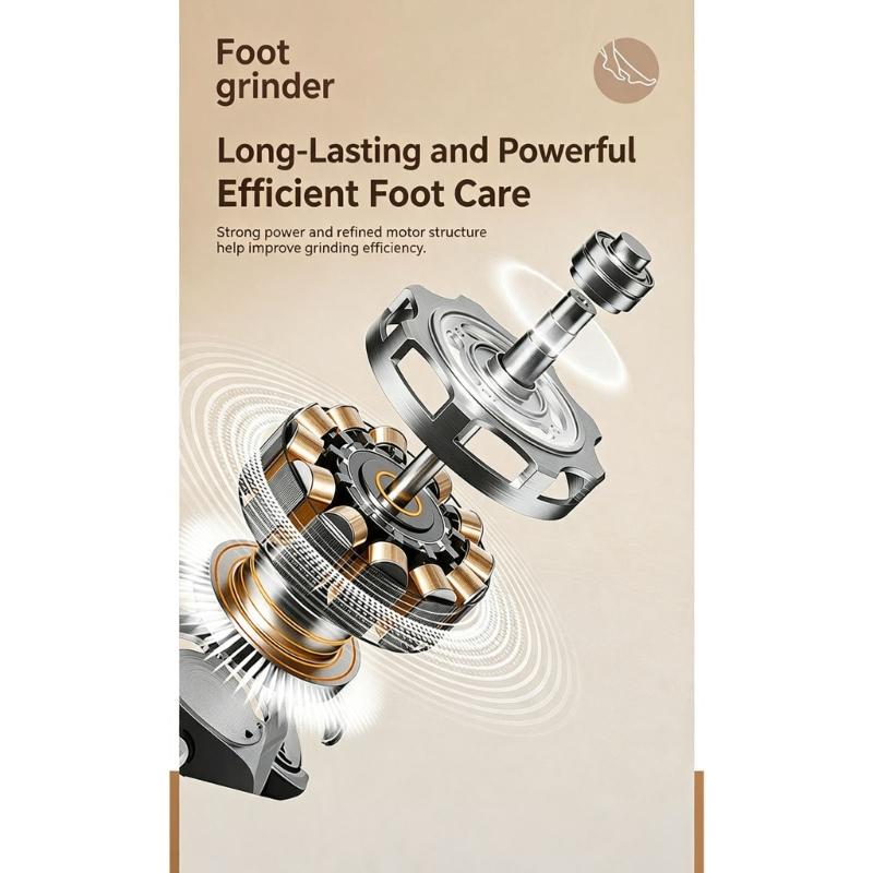 Type-C Rechargeable Electric Foot File with Two Grinding Heads, Heel Care Tool for Dead Skin and Daily Pedicure Use
