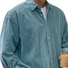 Men Corduroy Shirt Button Down Long Sleeve Lapel Shirt Classic Solid Color Loose Casual Shirt Jacket for Work Dating Street Wear