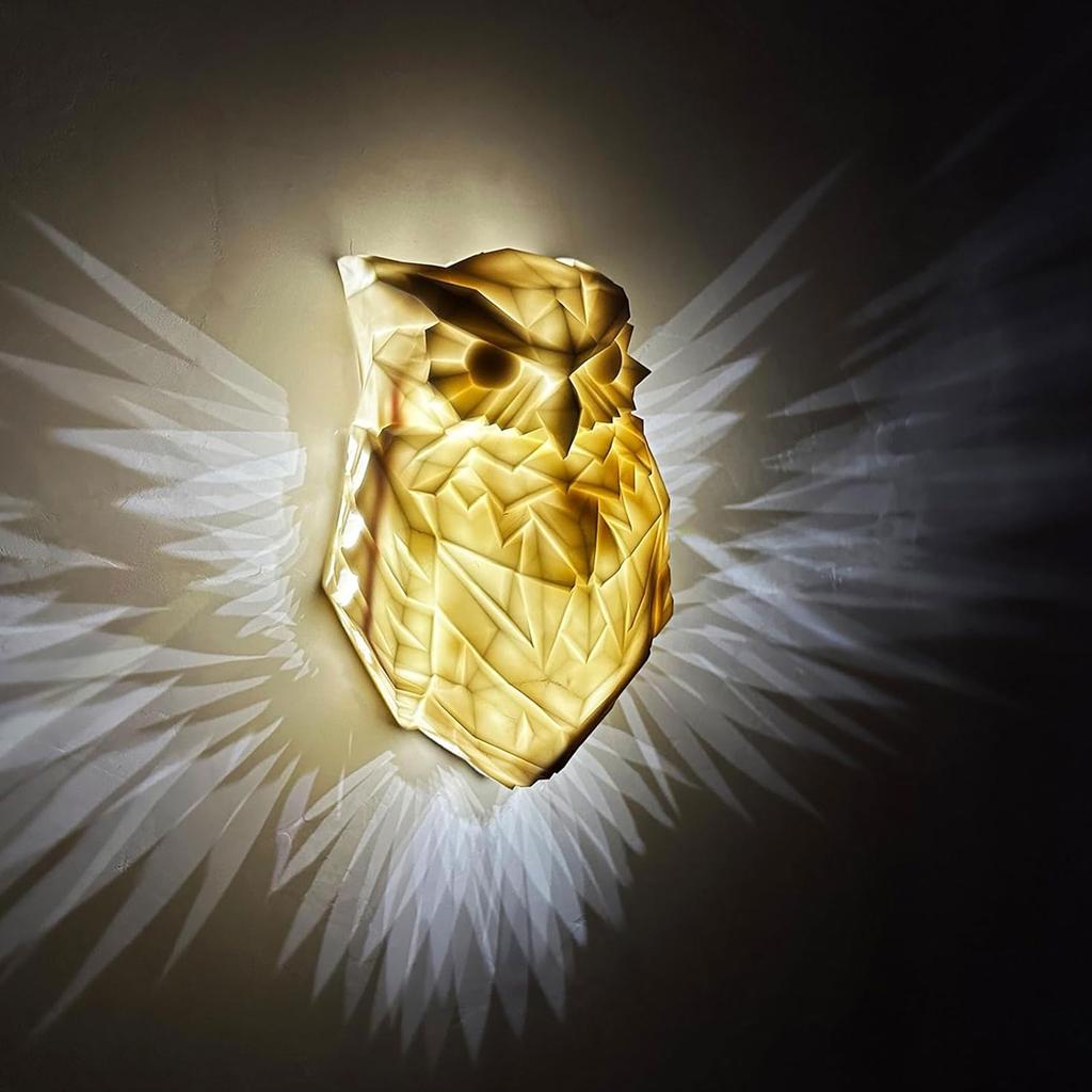 3D Animal Owl Wall Light Plastic LED Battery Operated Owl Night Light Wall Decoration for Bedroom St