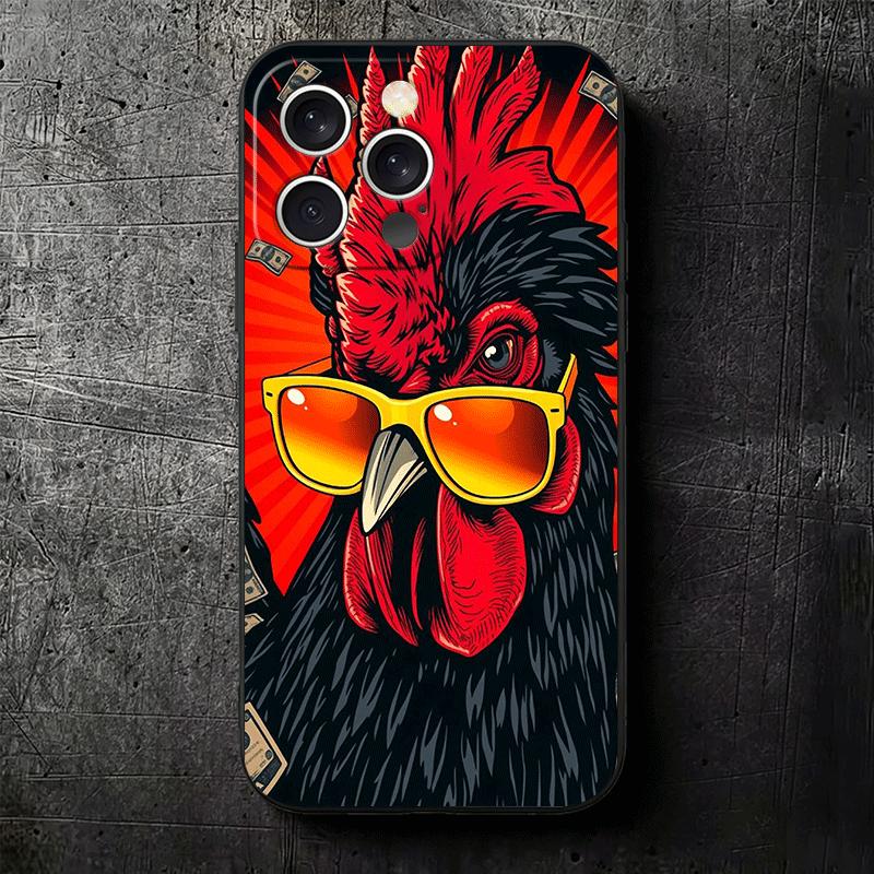 Chicken Hen Rooster Soft Phone Case for iPhone 16 16E 17 Air 15 Pro Max 14 Plus 13 Mini 11 12 7 Black Cover Back Shell