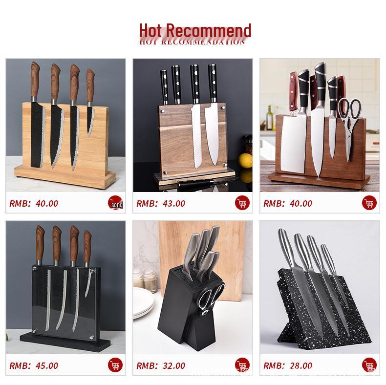 Suport din lemn pentru cuțite de bucătărie cu inserție neagră - Rack multifuncțional pentru depozitarea tacâmurilor