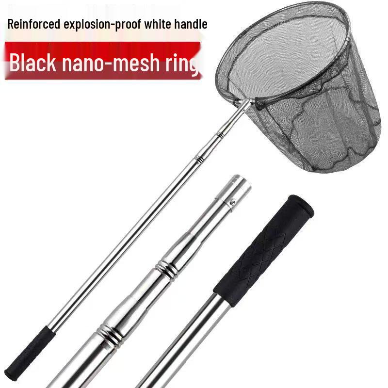 Telescopic Landing Net with Fine Mesh - Expandable Handle & Net Head for Fishing