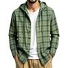 Men's Retro Casual Lightweight Loose Fit Plaid Hooded Long Sleeve Sun Shirt