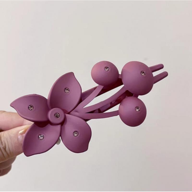 Purple Bauhinia Rhinestone Frosted Duckbill Hair Clip - Stylish Floral Hair Accessory