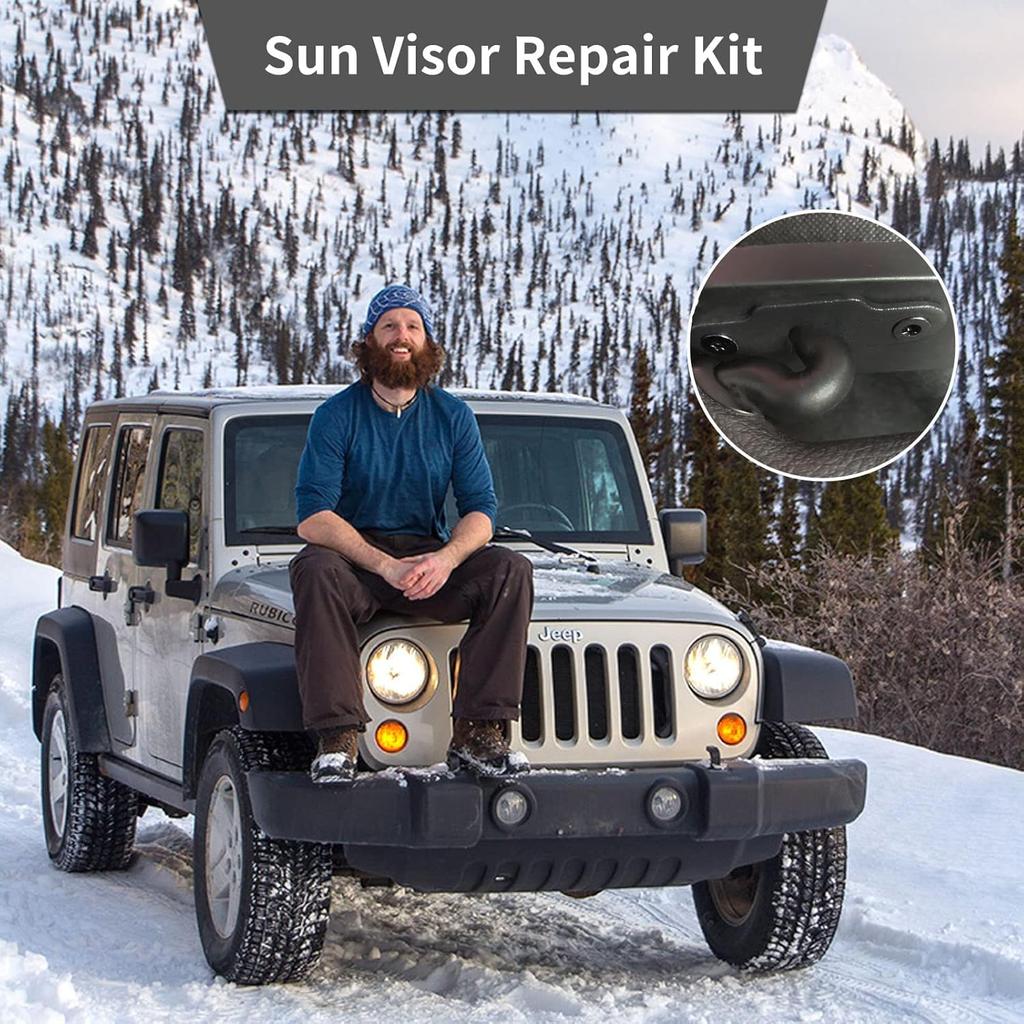 SOJAL Sun Visor Repair Kit, Aluminum Alloy Heavy Duty Sun Visor Clips Compatible with Jeep Wrangler JK 2018/ Wrangler 2018-2022/ Gladiator 2020-2022,