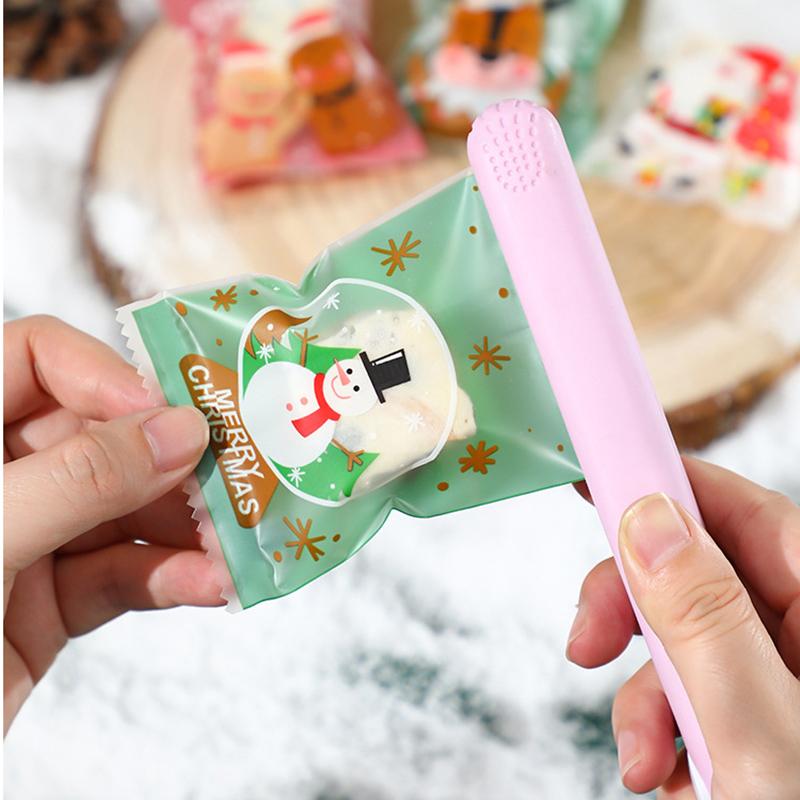 100 szt. Torebek do pakowania cukierków i ciasteczek z motywem Świętego Mikołaja, zgrzewanych na gorąco, ręcznie robione, na świąteczne nugaty, saszetki, dekoracja na przyjęcie noworoczne 2025, Boże Narodzenie