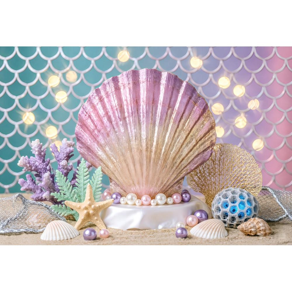 Blue Underwater World Photography Background Ocean Undersea Coral Castle Shells Kid Birthday Party Decor Portrait Photo Backdrop