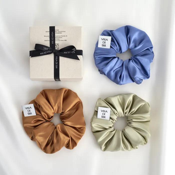 High density 100% silk scrunchie (3 colors)