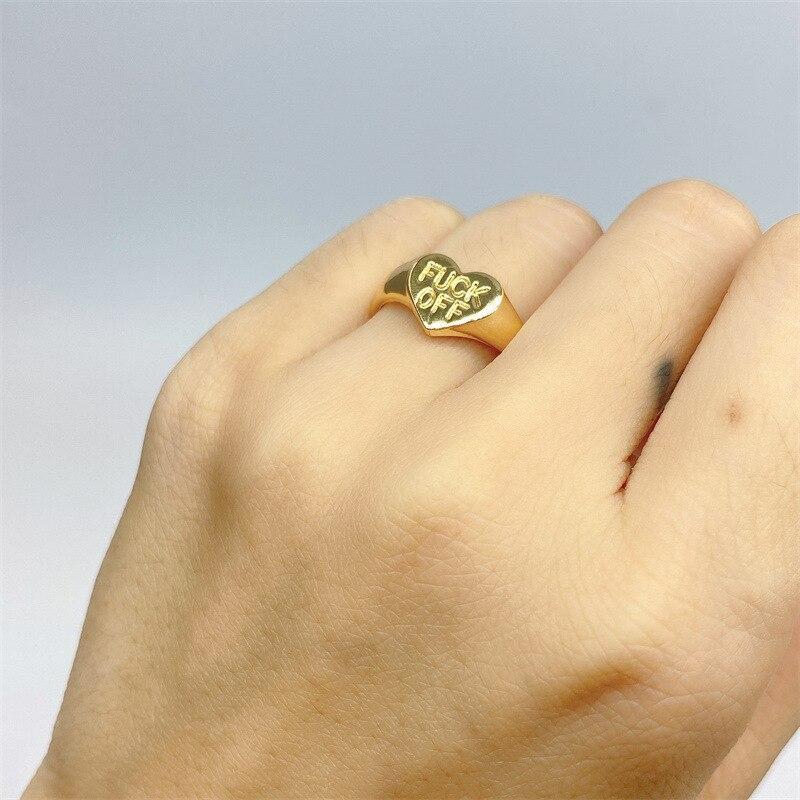 Vintage Heart Love Rings For Women Dirty Words Fk Letter Rings F Word Finger Rings Birthday Friendship Jewelry Gift