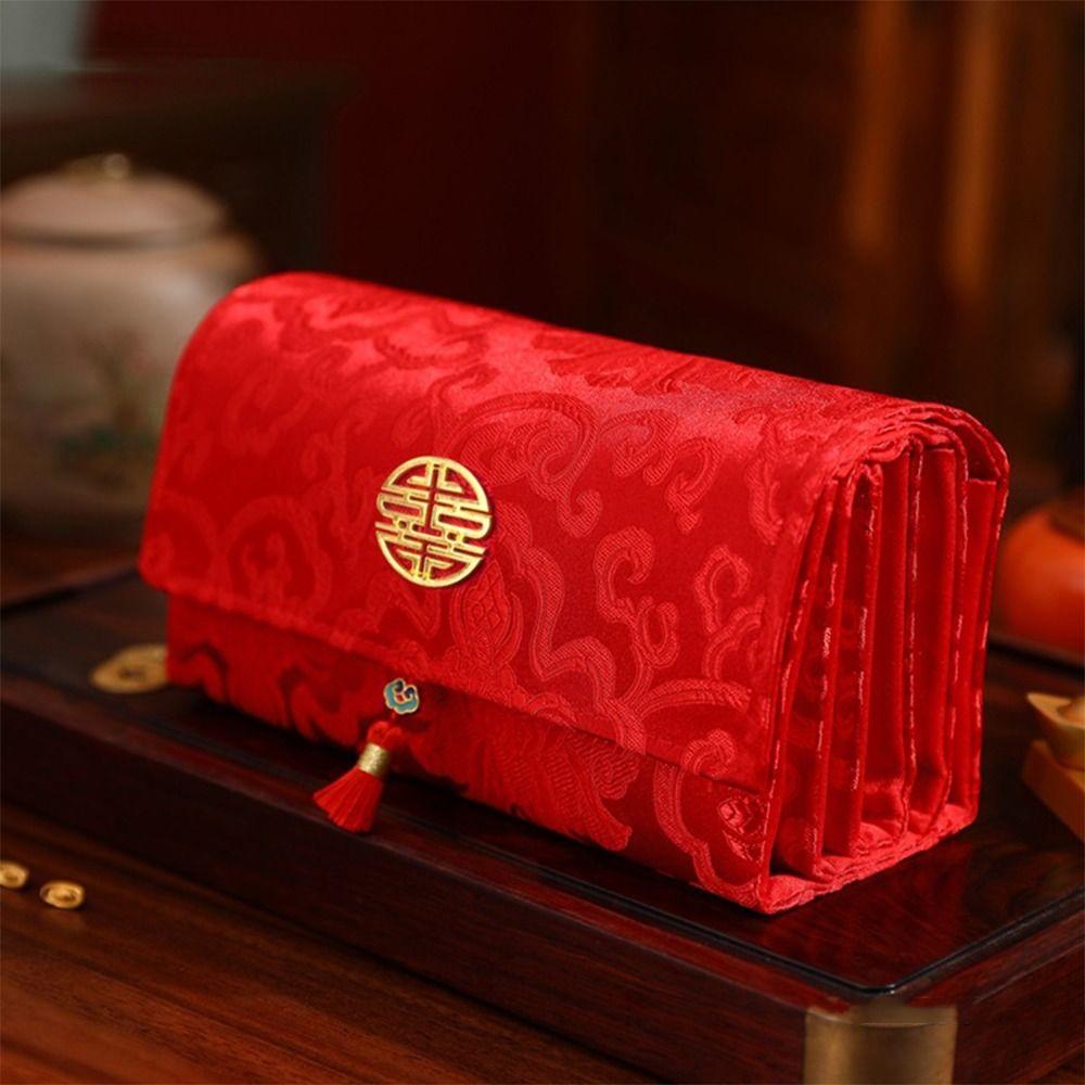 Storage Bag Chinese Style Folding Red Envelope Hongbao Traditional Wedding Money Envelope Blessing Bonus Red Pocket Kids Gift