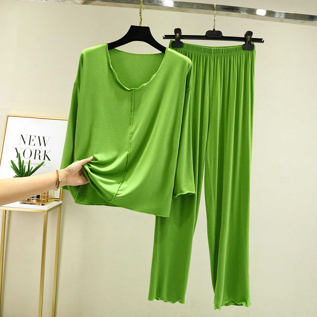 Summer Modal Pajamas Sets Short Sleeve Top and Pants Women Soft Sleepwear Suit Home Women Female Sleepwear