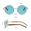 Fashionable and Versatile Round Tortoiseshell Rimless Sunglasses Retro Men's and Women's Travel Beach UV Resistant Glasses