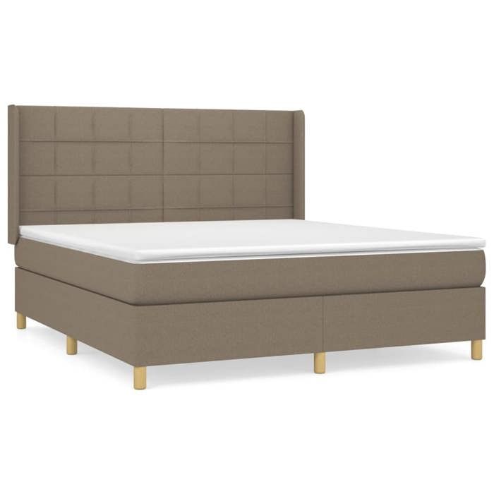 Maison Exclusive - Sommier à lattes de lit avec matelas Taupe 180x200 cm Tissu