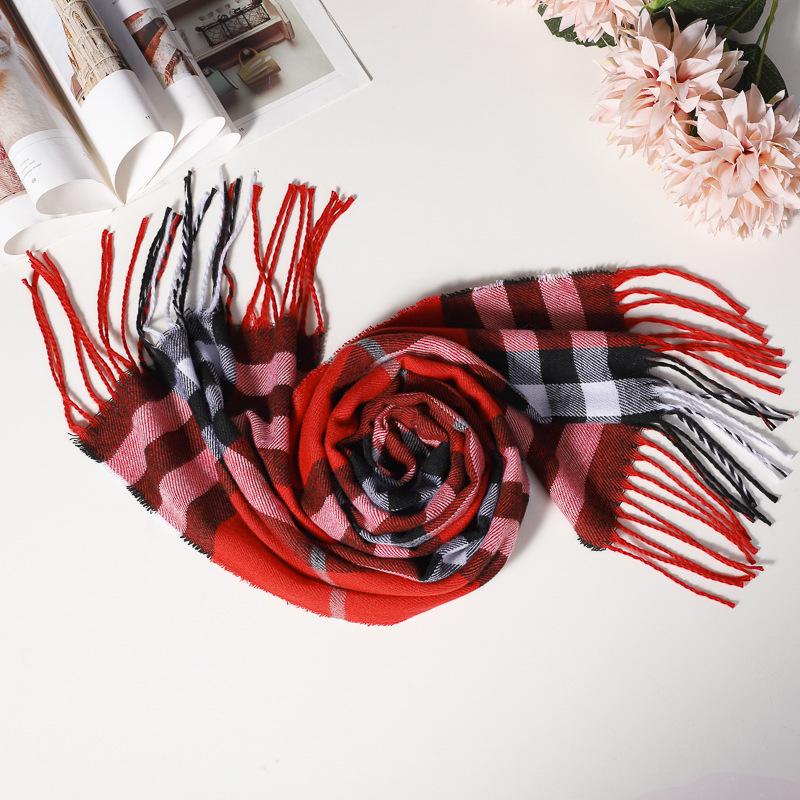 Stylish British Plaid Cashmere-Feel Scarf for Men & Children - Autumn/Winter Warm Shawl & Snood
