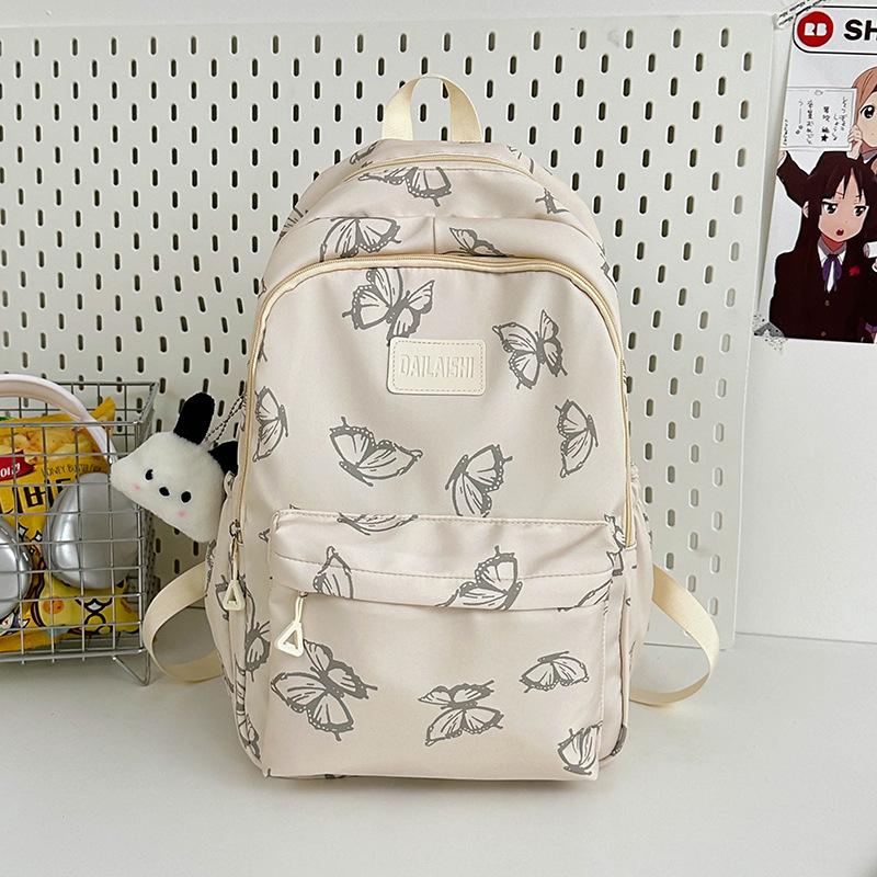 Japanese Ins Style Butterfly Backpack for Women Junior High School Girls School Bag Large Capacity Travel Light Backpack