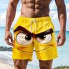 Men Shorts Elastic Waist Tie Cartoon 3D Printed Casual Shorts with Pockets Loose Fit Lightweight Breathable Beach Vacation Sports Shorts