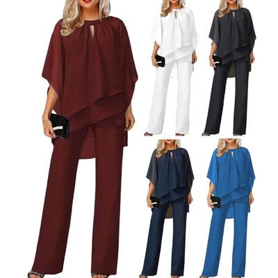 2 Stück/Set Damen Top Hosen Set Ausgeschnitten Halber Ärmel O-Ausschnitt