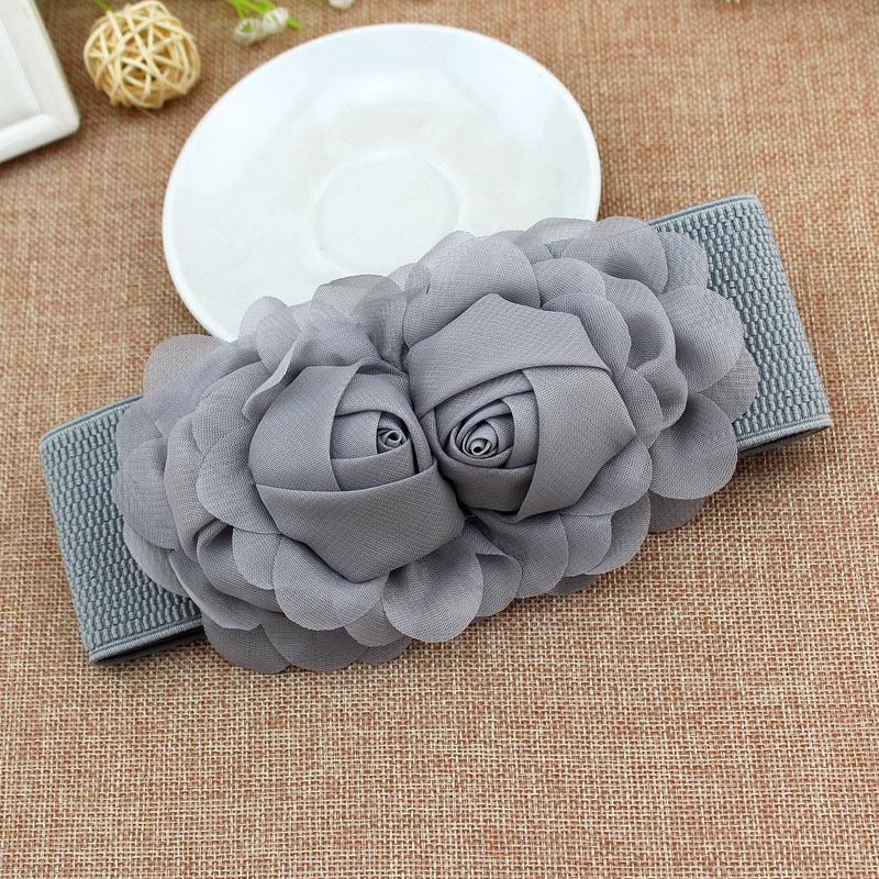 Women's Versatile Double Flower Elastic Waist Belt – Korean Fashion Accessory