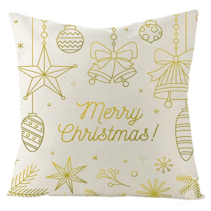 New Christmas Snowman Christmas Tree Linen Pillow Cover Festive Home Sofa Pillow Cover
