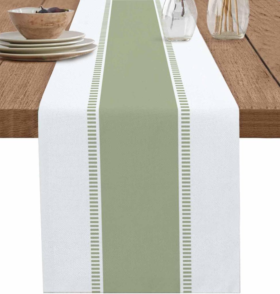 Runner da Tavola in Lino Stile Semplice Moderno Sciarpa per Comodino Decorazione Tavola Runner da Tavola a Righe Geometriche Stile Rustico Decorazione per Feste