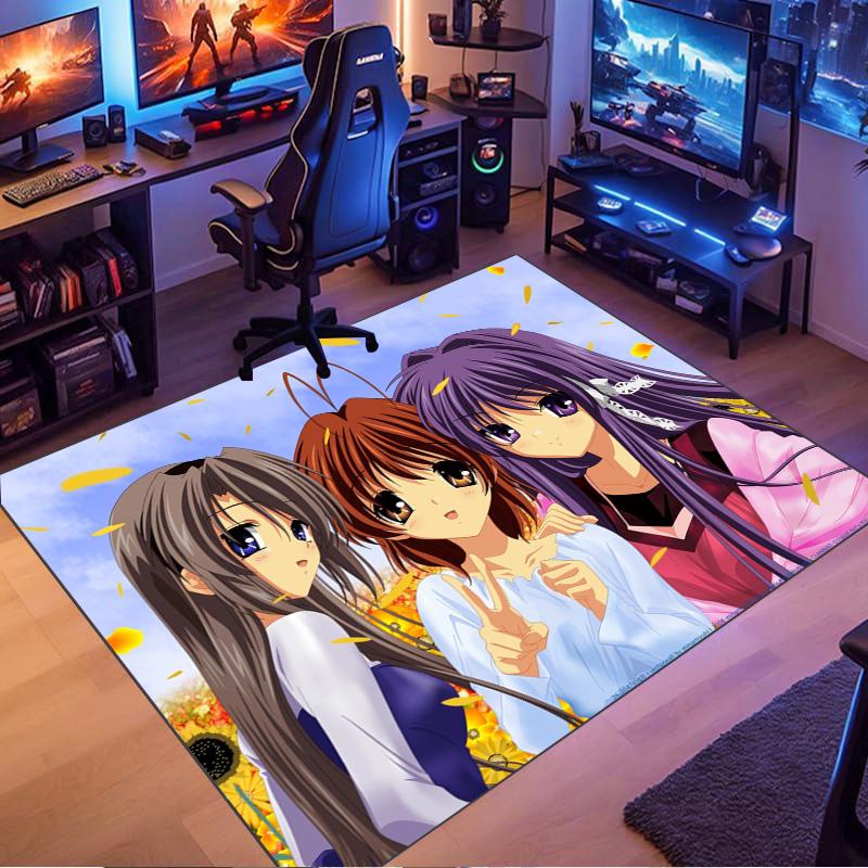 Clannad Anime Girls Area Rug, Anime Character Floor Mat, Non Slip Carpet for Living Room Bedroom, Cartoon Home Decor Indoor Rug