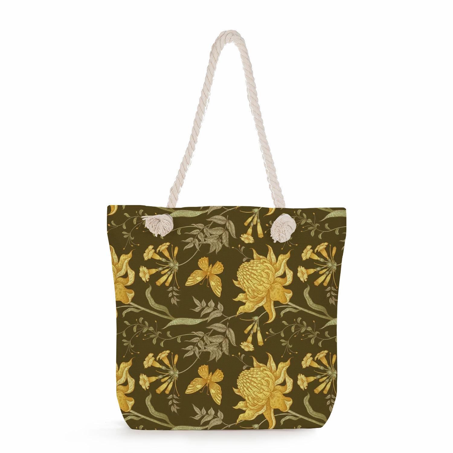 

Flowers print thick rope single-shoulder beach bag 7220 KTB