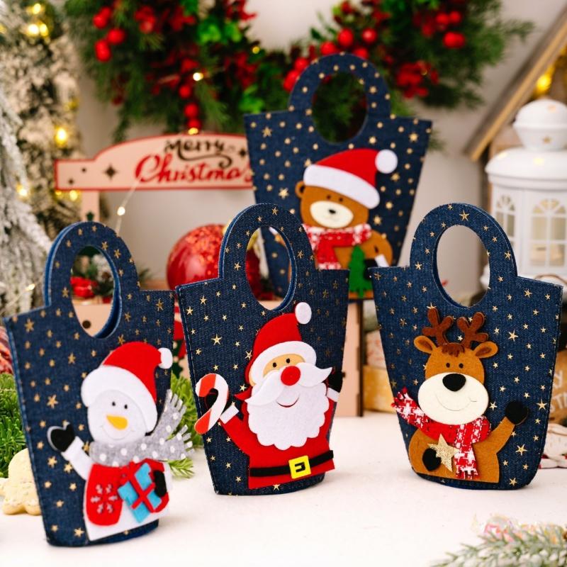 1 Piece Christmas Decoration Creative Cowboy Handbag Christmas Gift Bag Cartoon Handbag Elderly Candy Bag