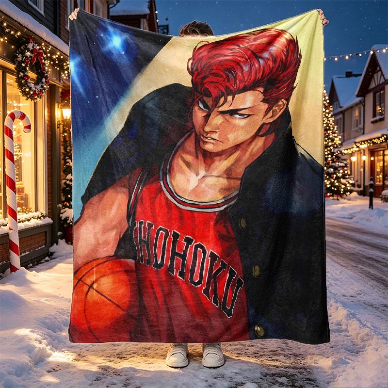 SLAM DUNK Pattern Blanket for Home Decoration, Bed, Sofa, Car Travel, Camping, Suitable for All Seasons, Birthday Christmas Gift