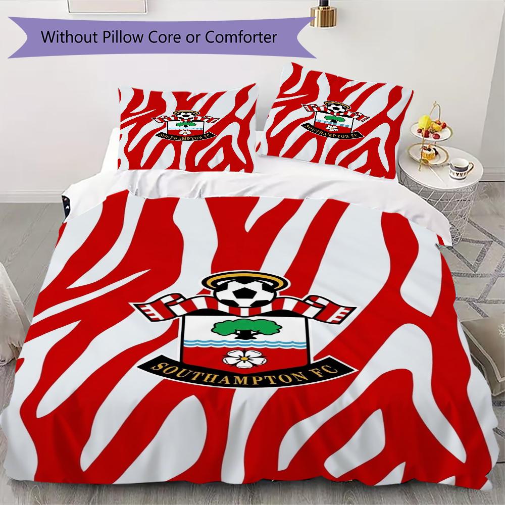 Southampton FC Muster Bettwäsche Steppdecken-Set Bettbezug Kissenbezug Heimdekoration Geburtstagsgeschenk (1 * Bettbezug + 2 * Kissenbezug ohne Füllung)
