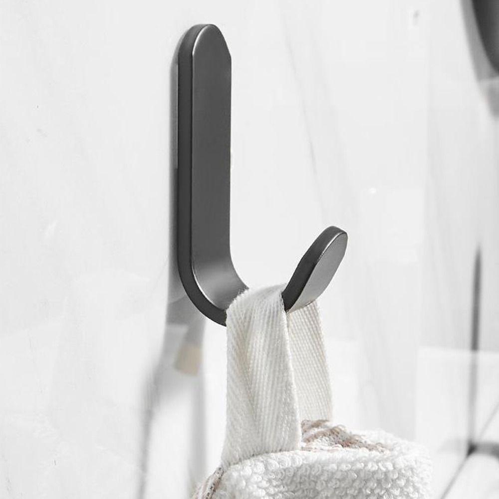 5Pcs Strong Adhesive Self Adhesive Hook Non Perforated J-shaped Design Door Hanger Hook Load-bearing Wall Self Adhesive